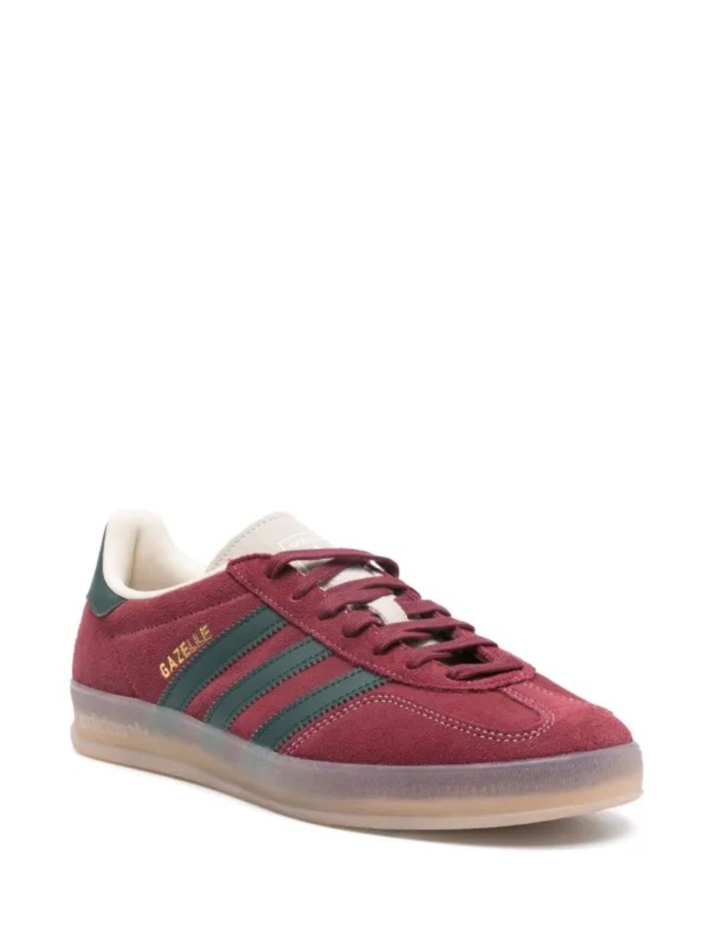 New adidas Gazelle Indoor Suede Sneakers - Burgundy with Dark Green Stripes - Picture 3 of 6